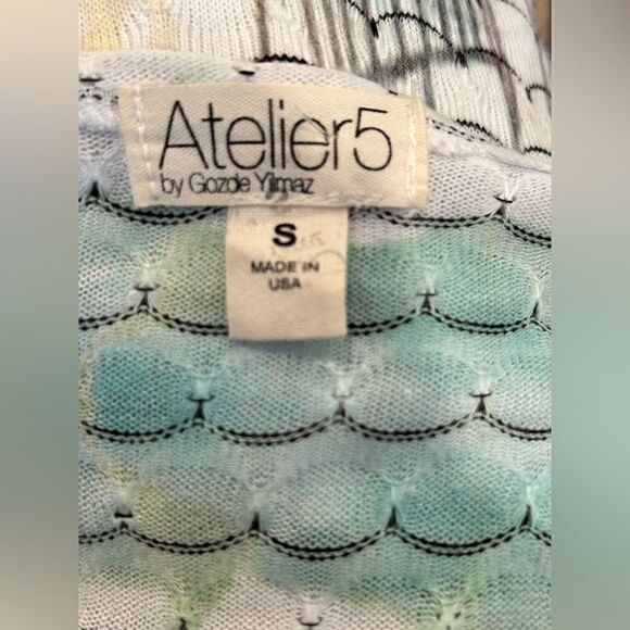 Atelier 5 by Gozde Yimaz White Multicolor Art to Wear Oversized Knit Top Small - Picture 3 of 4